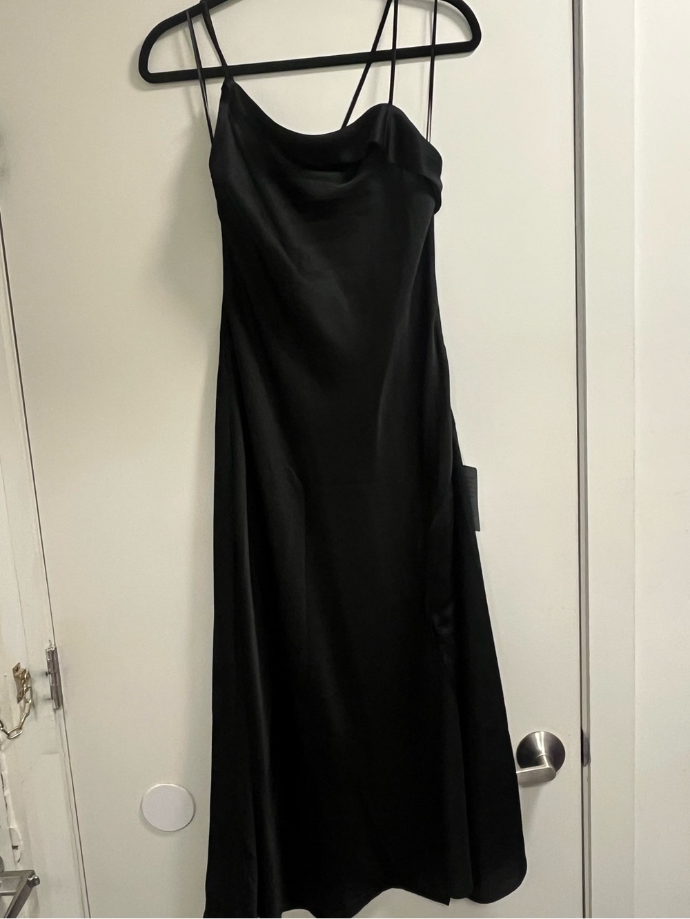 ASTR the label Gaia dress- Classic Black Slip Dress with Cowl Neck, NWT, size M
